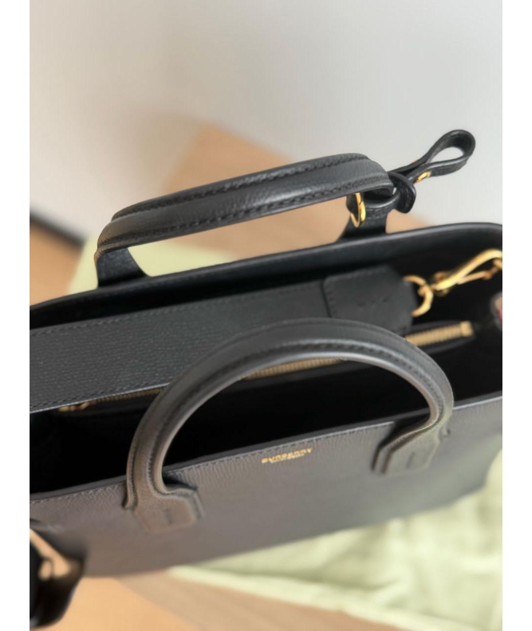 BURBERRY Черная кожаная сумка с короткими ручками, фото 5