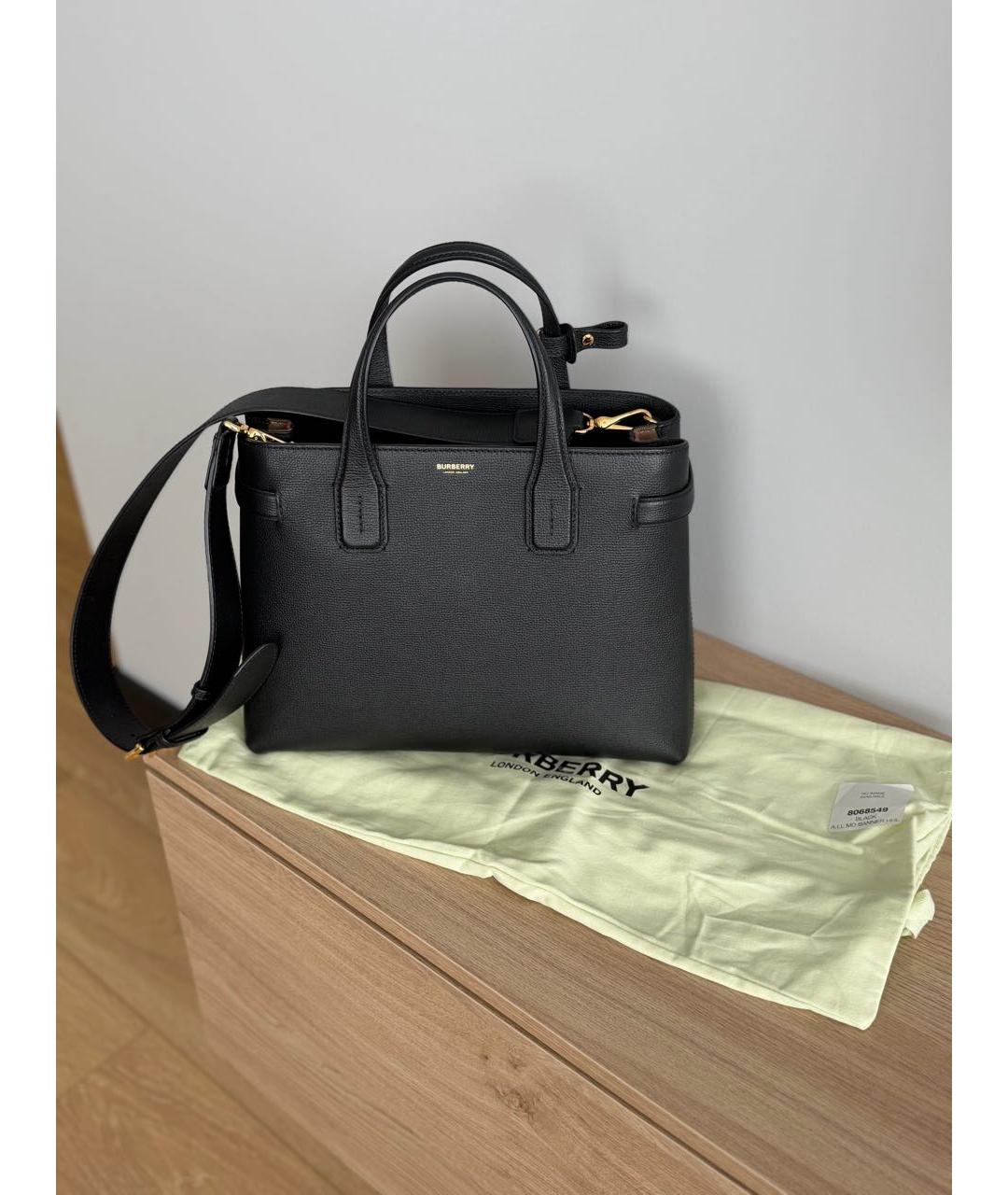 BURBERRY Черная кожаная сумка с короткими ручками, фото 7
