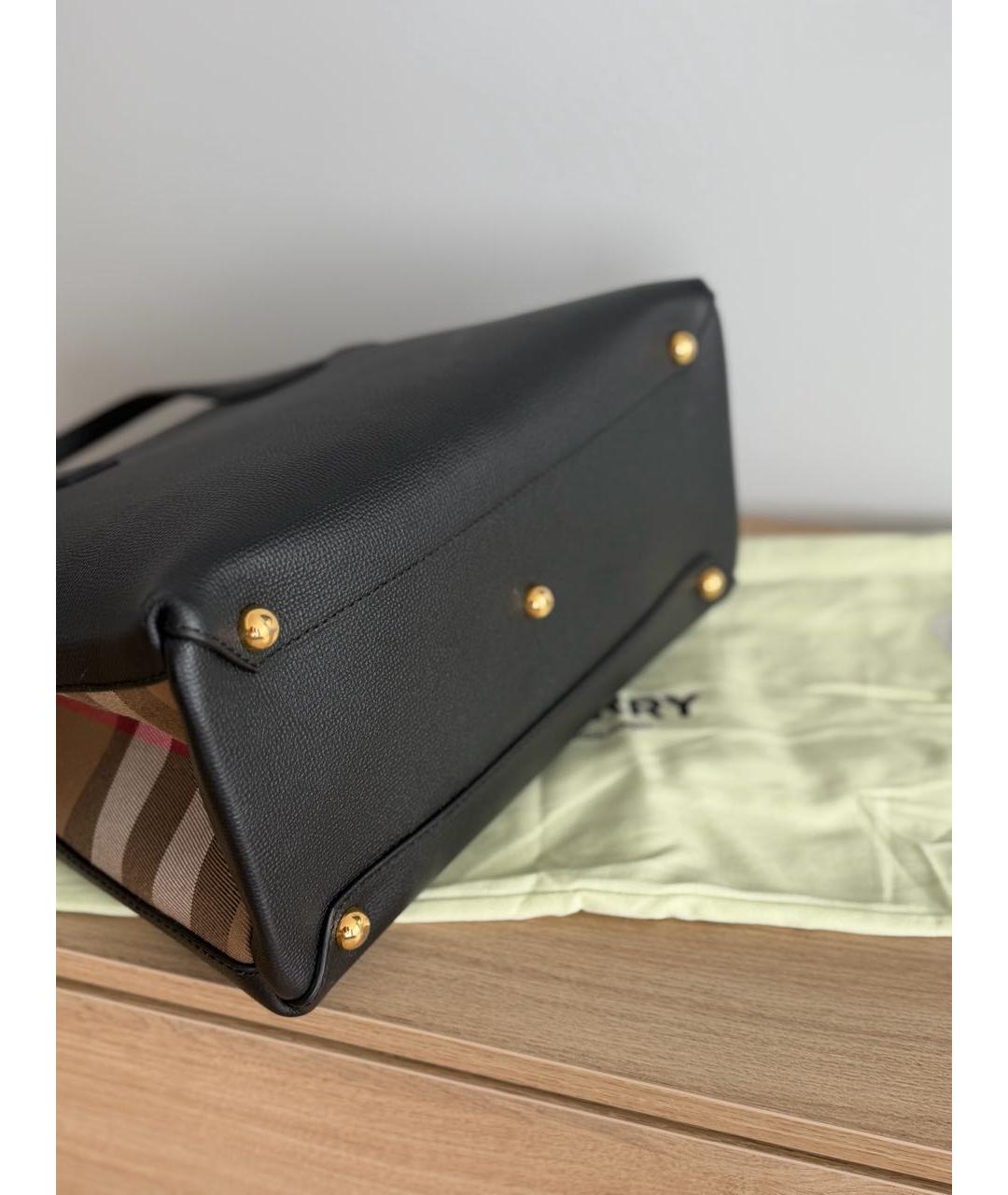 BURBERRY Черная кожаная сумка с короткими ручками, фото 6