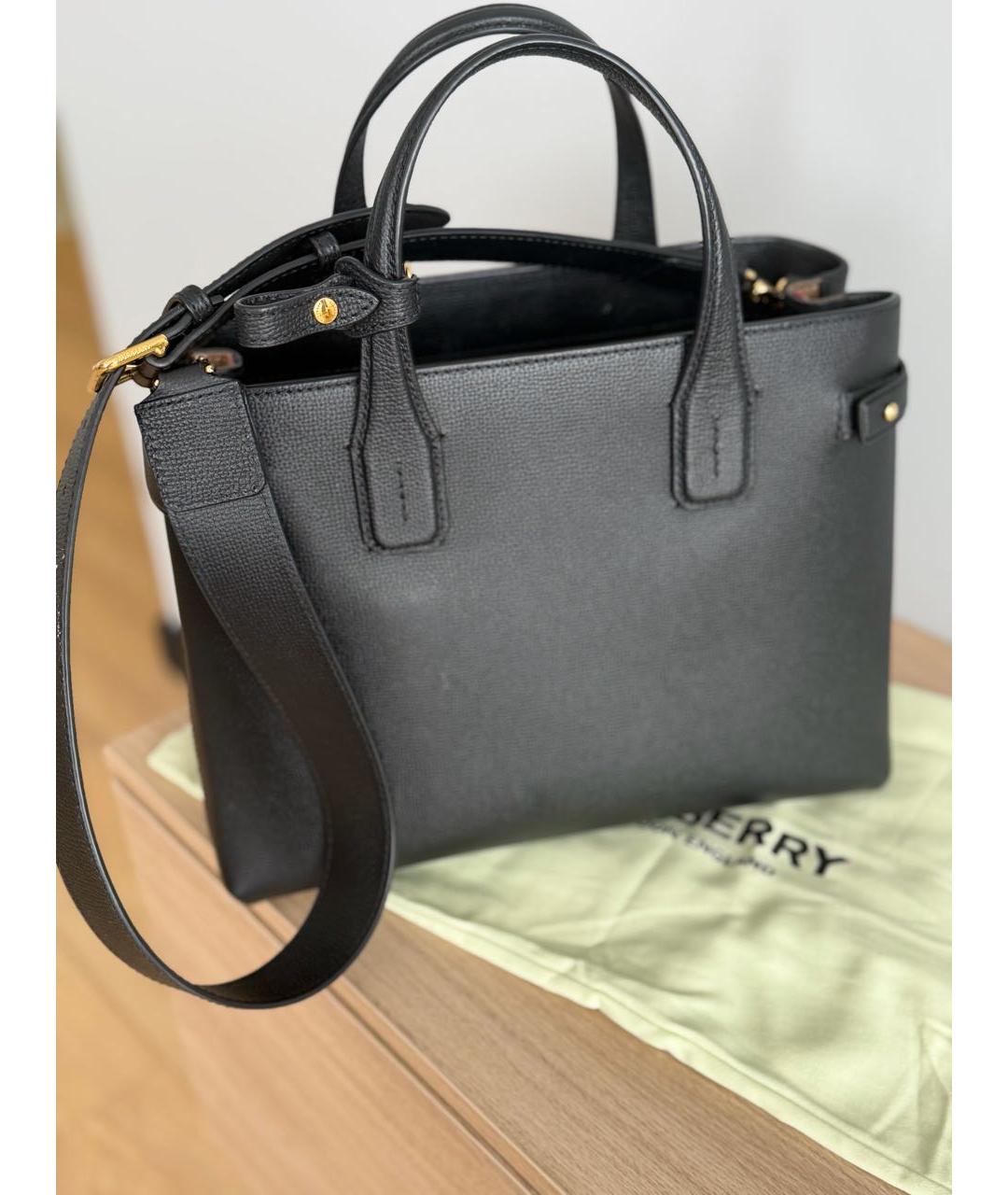 BURBERRY Черная кожаная сумка с короткими ручками, фото 3