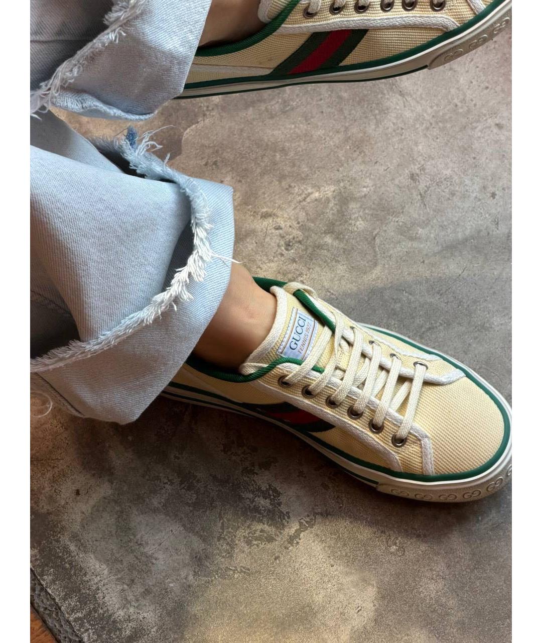 GUCCI Желтые текстильные кеды, фото 3