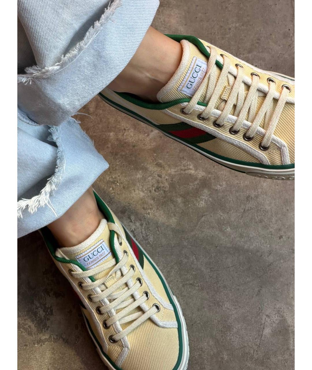 GUCCI Желтые текстильные кеды, фото 2