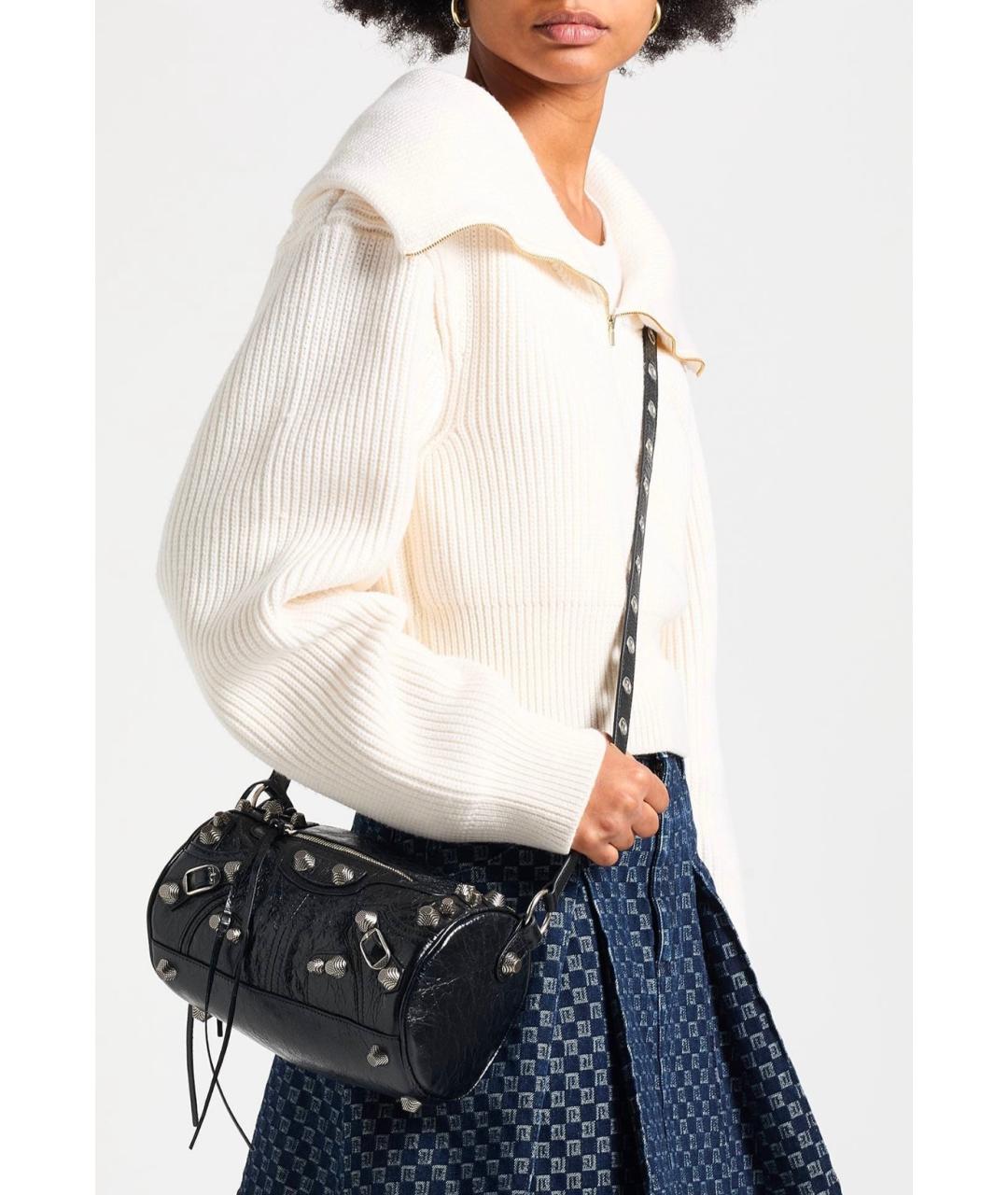 BALENCIAGA Черная кожаная сумка через плечо, фото 2