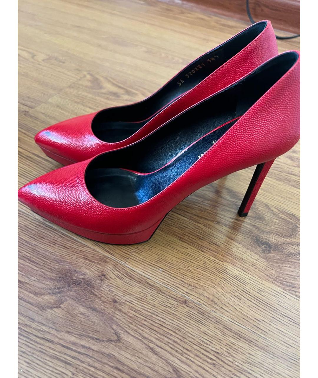 SAINT LAURENT Красные кожаные туфли, фото 3