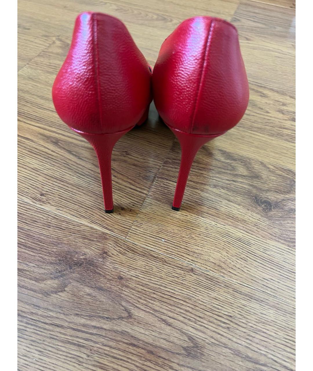 SAINT LAURENT Красные кожаные туфли, фото 4