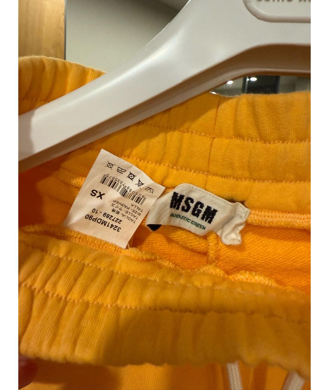 MSGM Оранжевые хлопковые спортивные брюки и шорты, фото 3