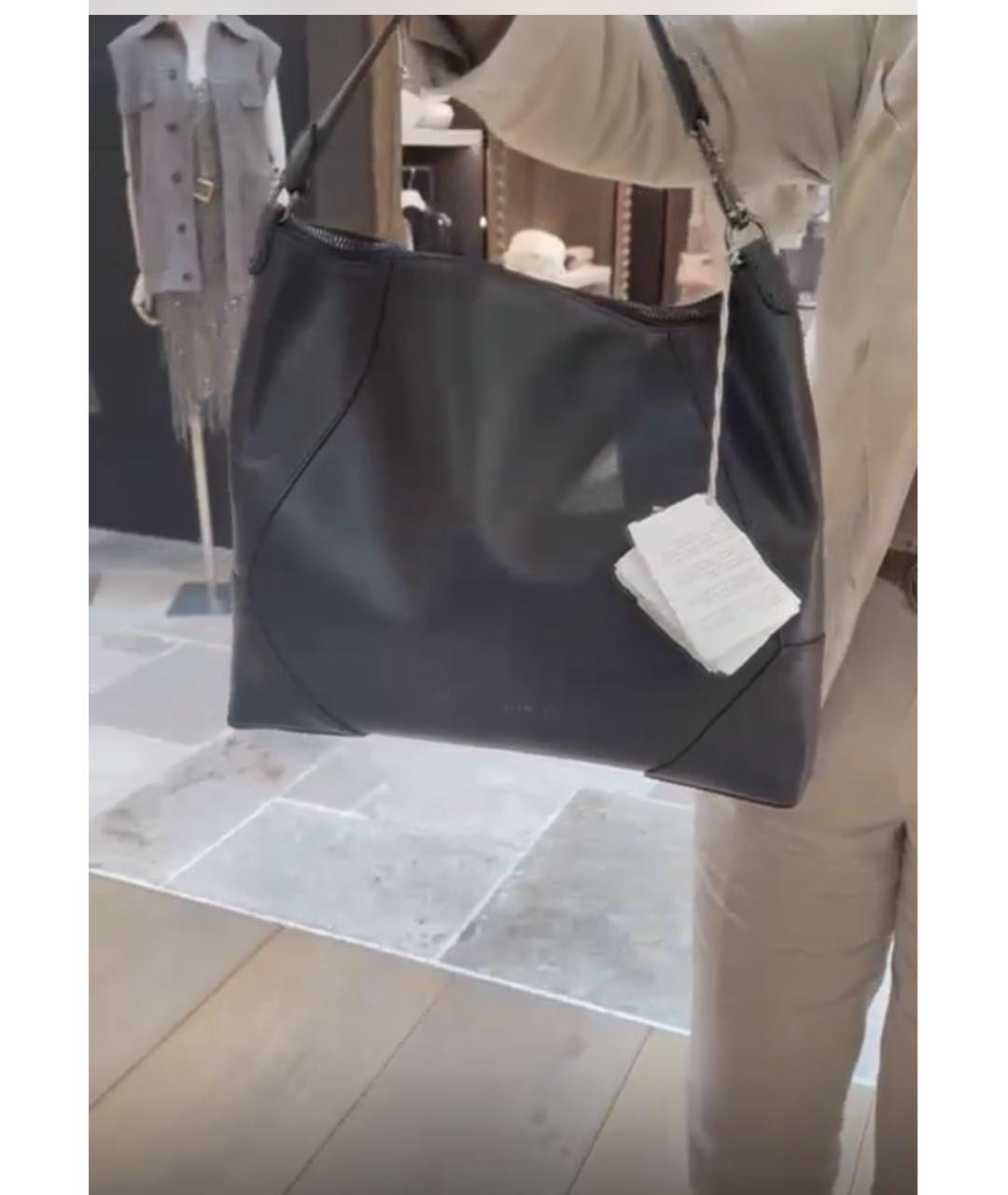 BRUNELLO CUCINELLI Антрацитовая кожаная сумка через плечо, фото 2