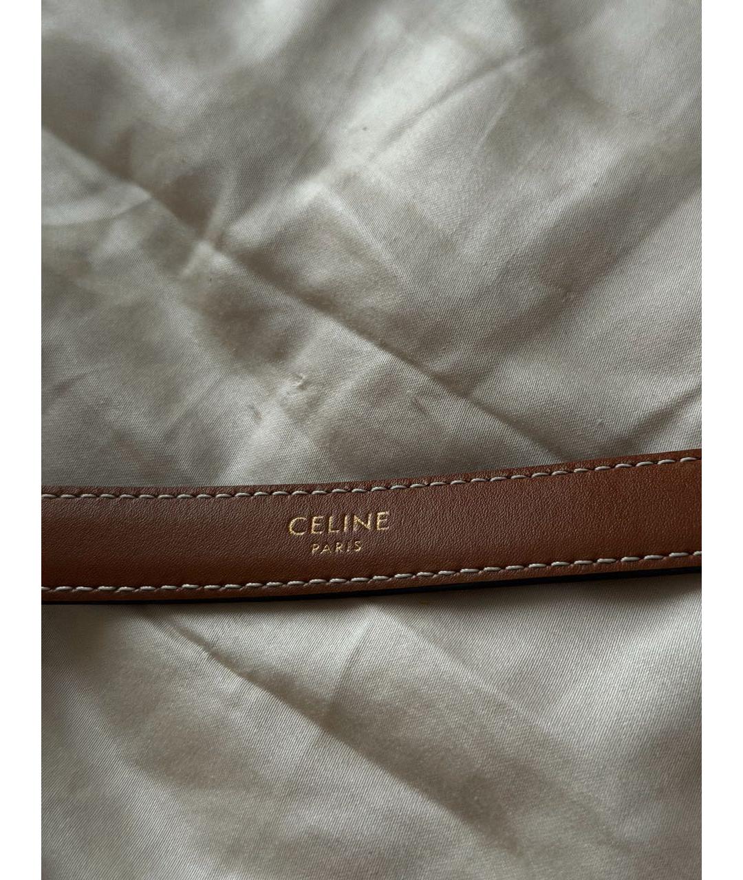 CELINE Коричневый кожаный ремень, фото 3