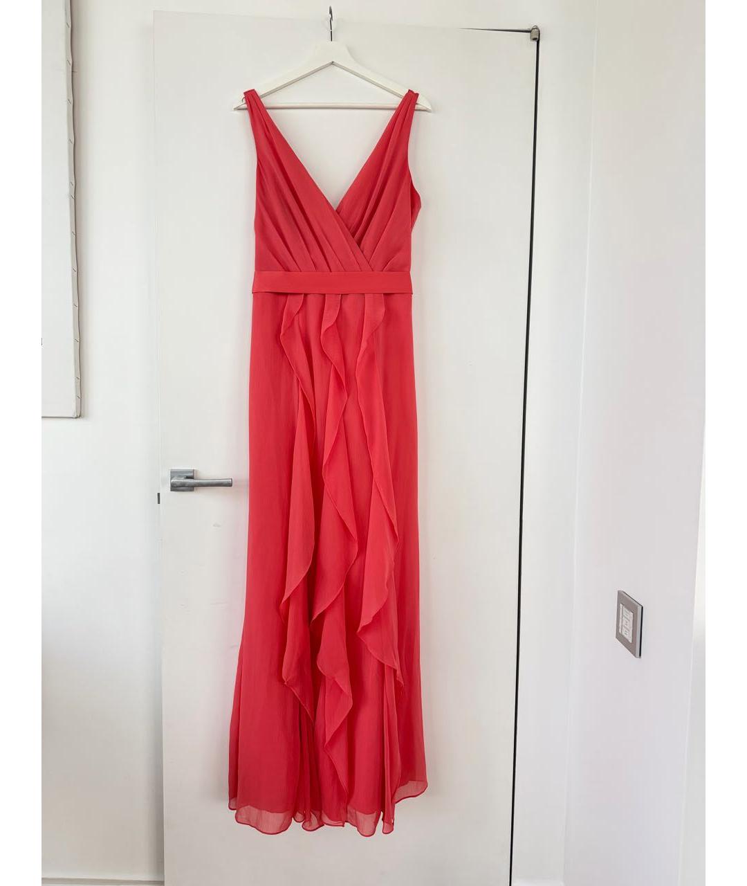 VERA WANG Коралловое полиэстеровое вечернее платье, фото 6