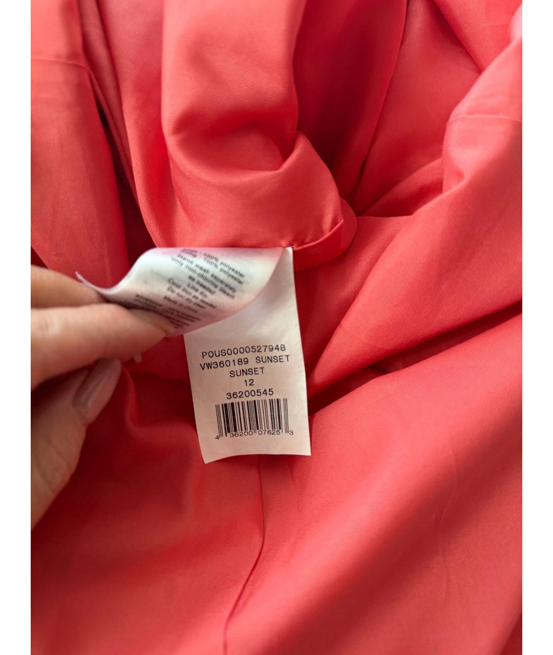 VERA WANG Коралловое полиэстеровое вечернее платье, фото 4
