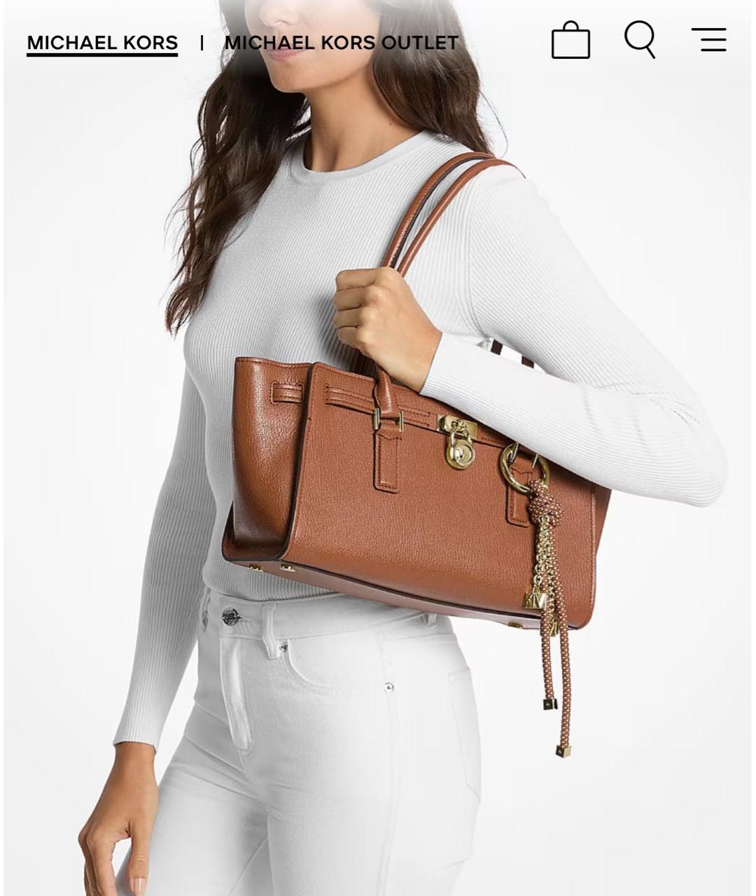 MICHAEL KORS Коричневая кожаная сумка тоут, фото 8