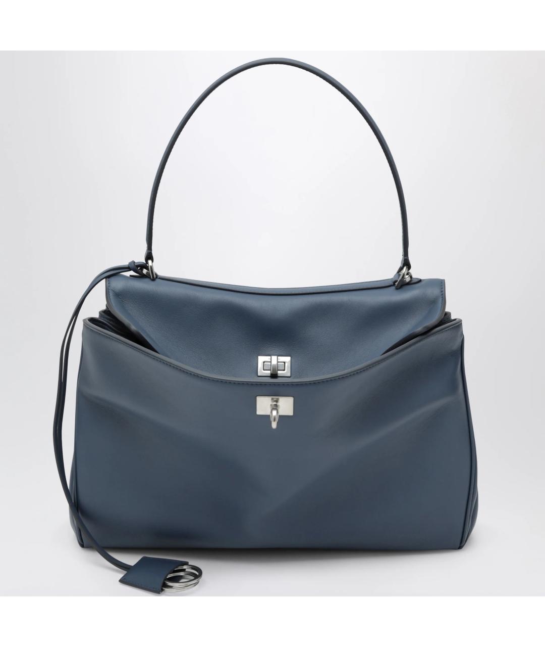BALENCIAGA Синяя кожаная сумка тоут, фото 3