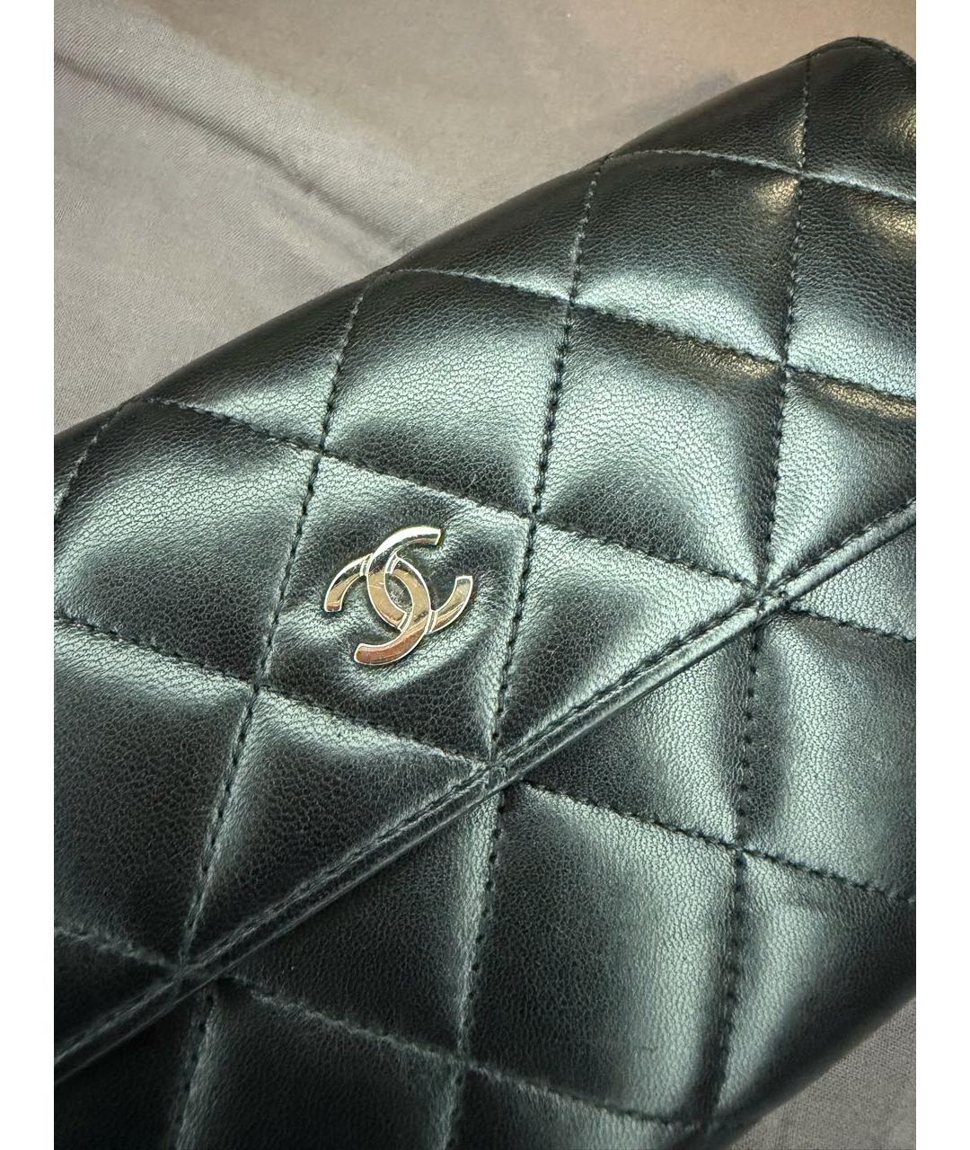 CHANEL Черный кожаный кошелек, фото 3