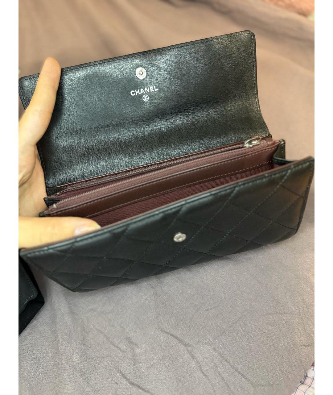 CHANEL Черный кожаный кошелек, фото 7