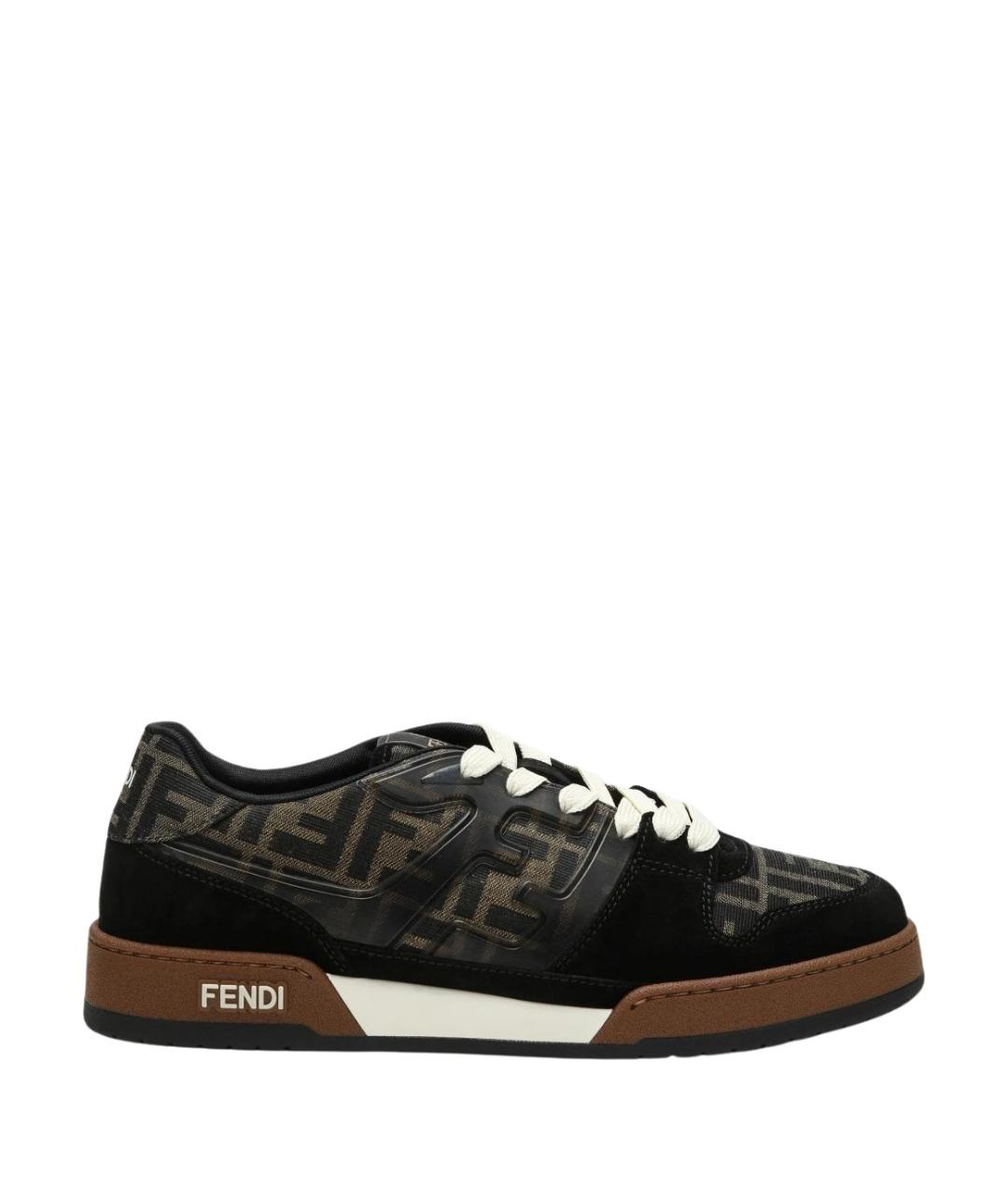 FENDI Коричневые текстильные низкие кроссовки / кеды, фото 1