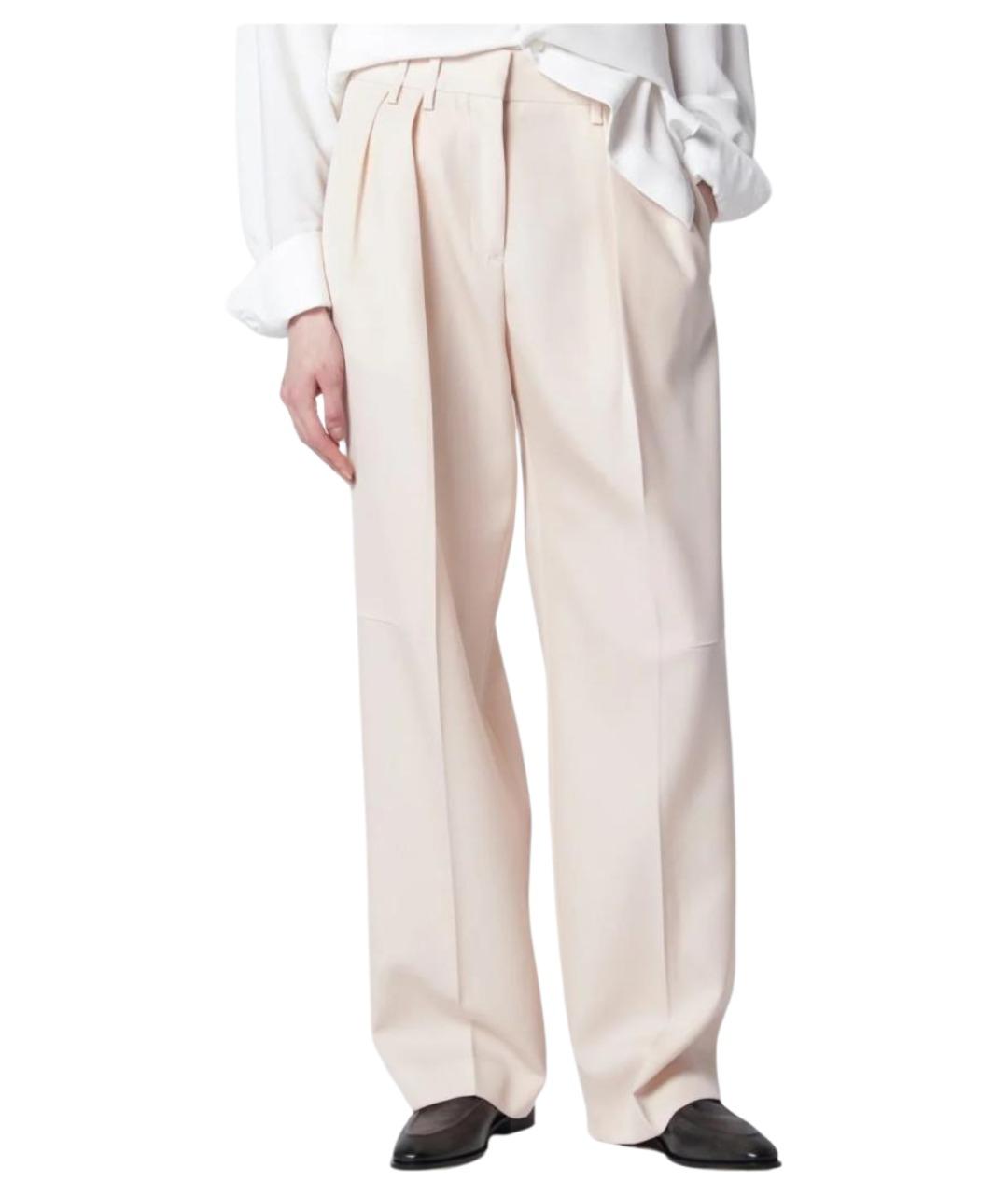 JIL SANDER Бежевые шерстяные прямые брюки, фото 1