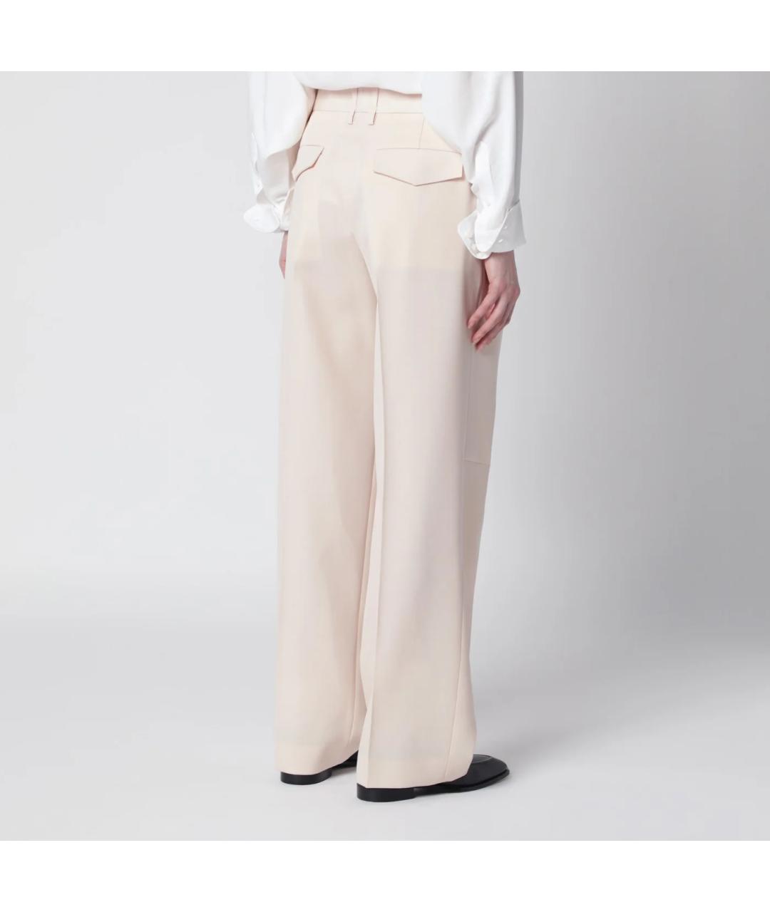 JIL SANDER Бежевые шерстяные прямые брюки, фото 2