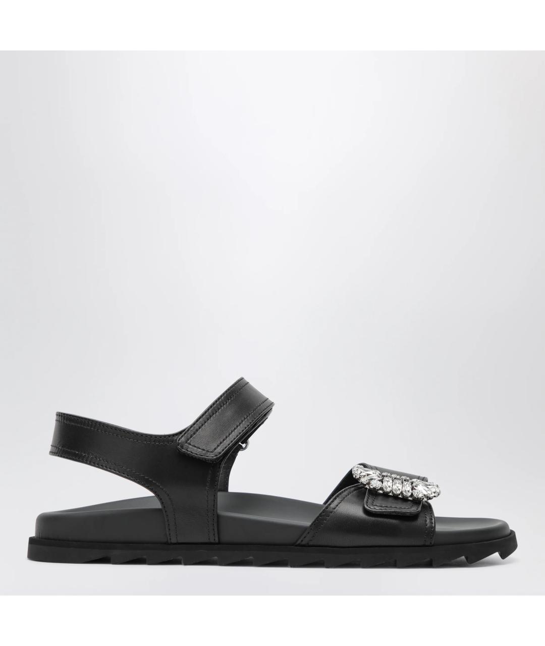 ROGER VIVIER Черные кожаные сандалии, фото 3