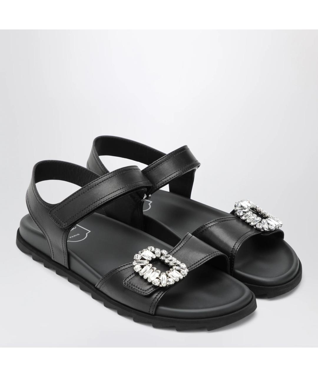 ROGER VIVIER Черные кожаные сандалии, фото 2