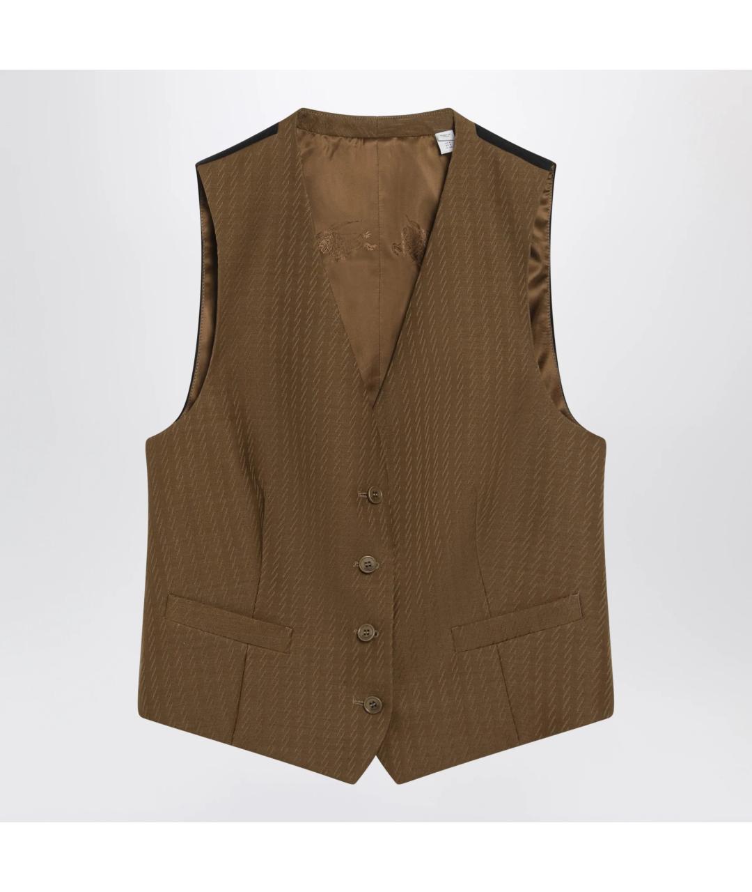 BURBERRY Коричневый шерстяной жилет, фото 3