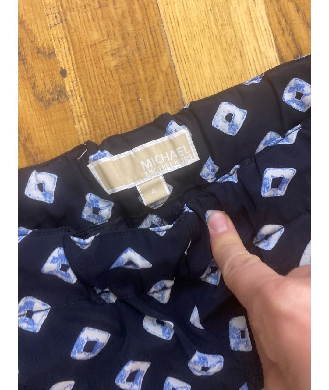 MICHAEL KORS Синие полиэстеровые прямые брюки, фото 2