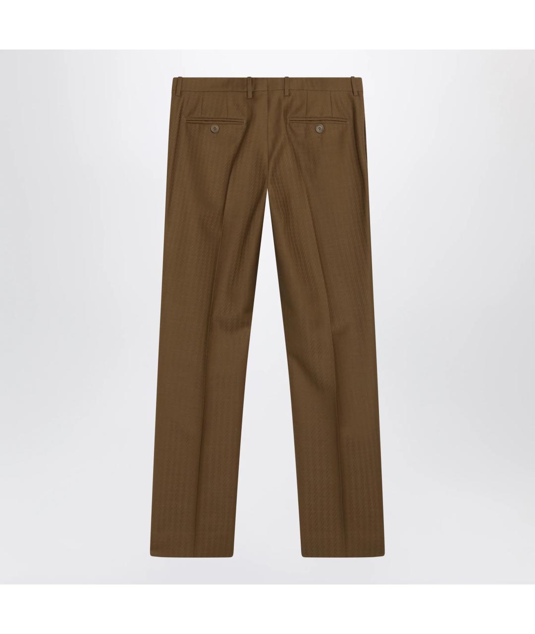 BURBERRY Коричневые шерстяные прямые брюки, фото 2