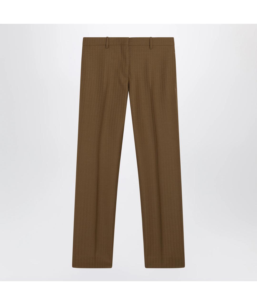 BURBERRY Коричневые шерстяные прямые брюки, фото 3