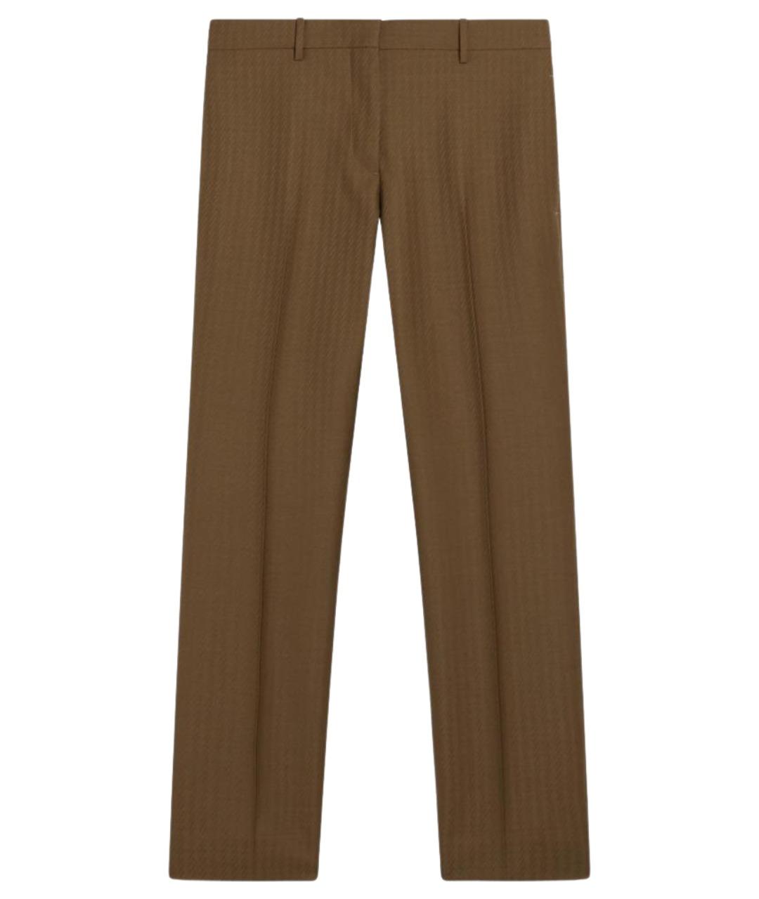 BURBERRY Коричневые шерстяные прямые брюки, фото 1