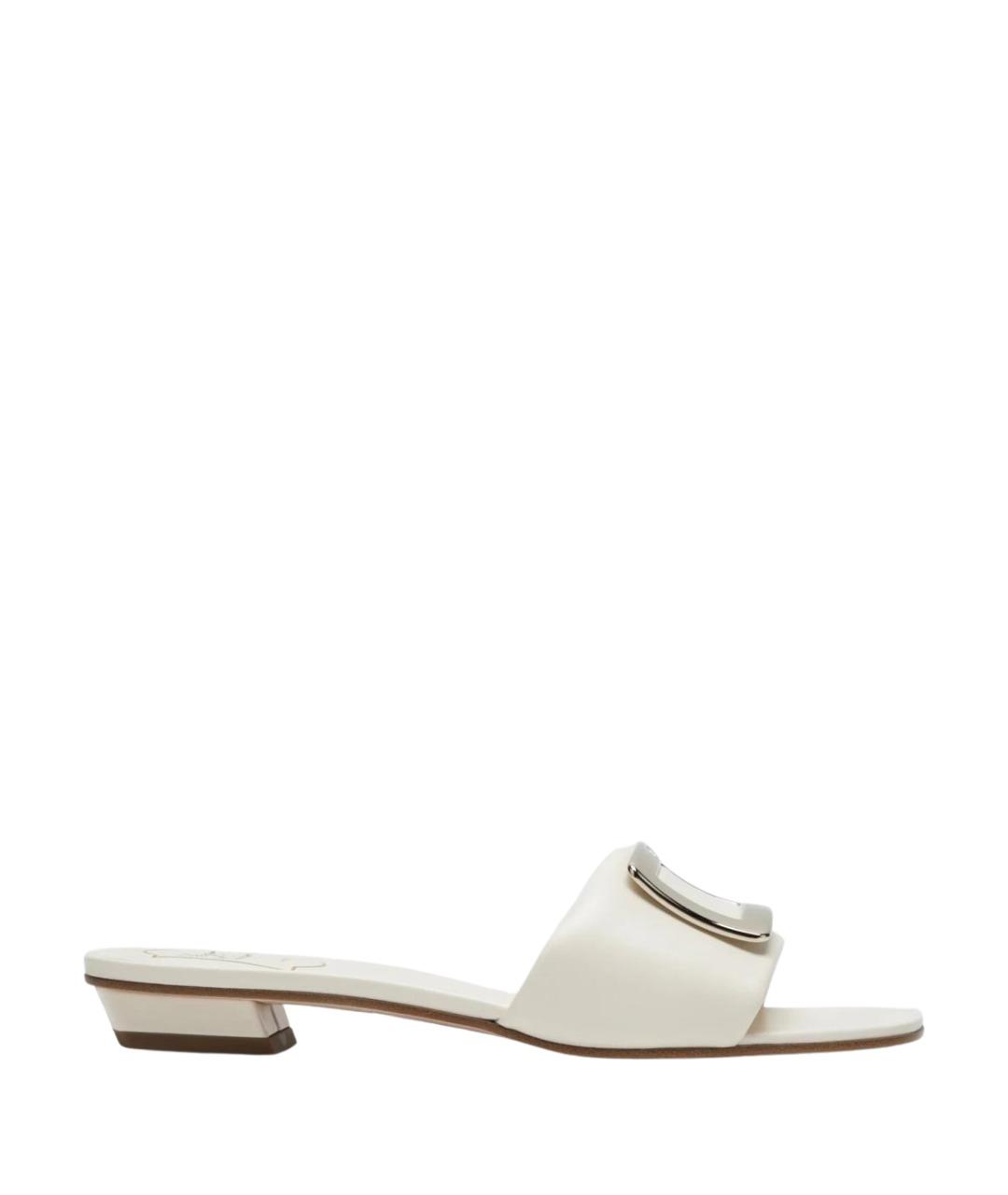 ROGER VIVIER Белые кожаные шлепанцы, фото 1