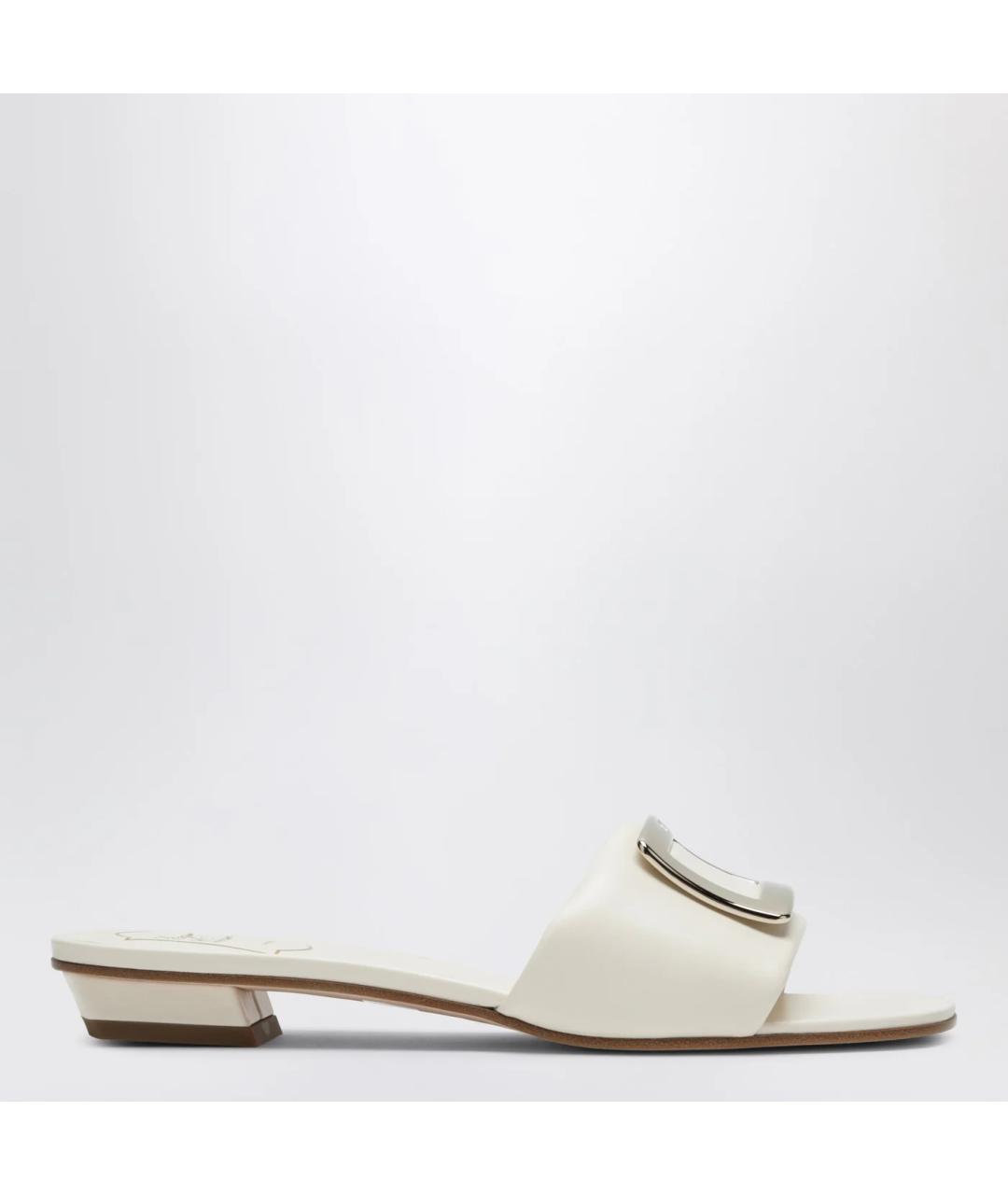 ROGER VIVIER Белые кожаные шлепанцы, фото 3