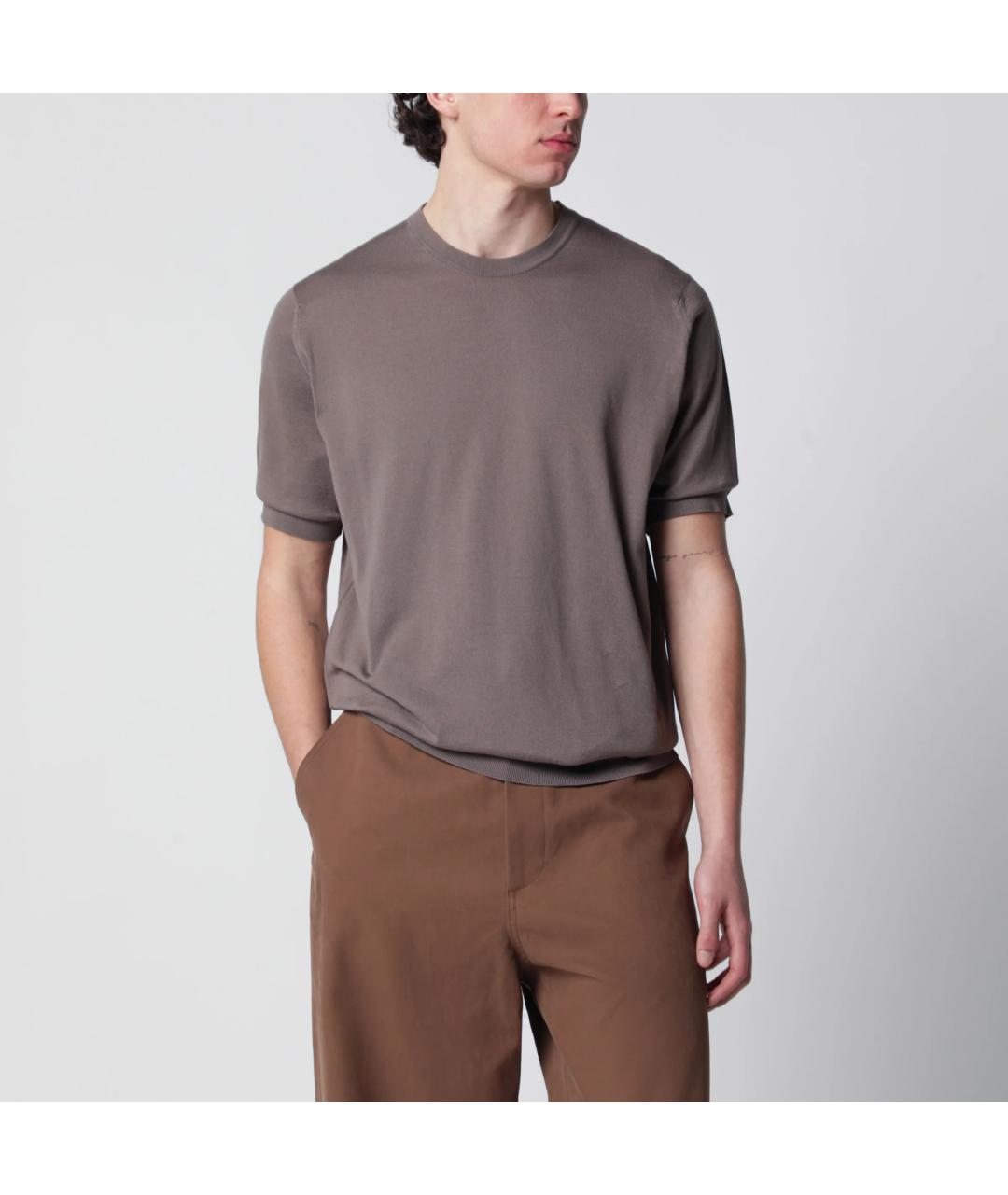 JOHN SMEDLEY Бежевая хлопковая футболка, фото 3