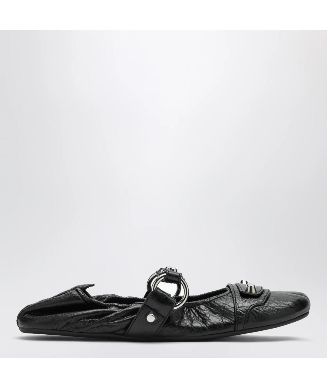 BALENCIAGA Черные кожаные балетки, фото 3
