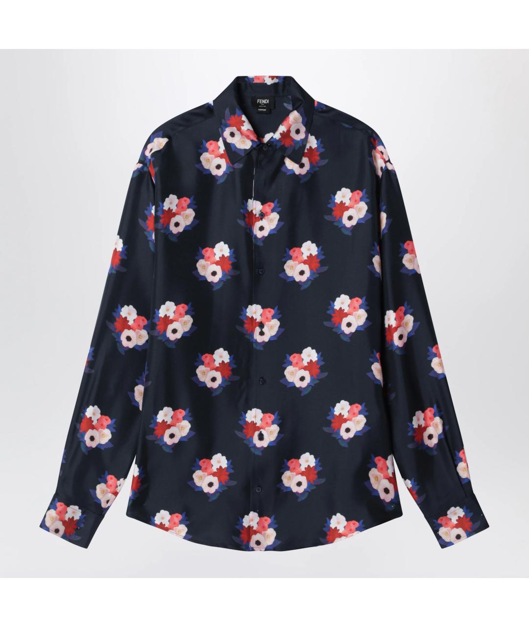 FENDI Темно-синяя шелковая кэжуал рубашка, фото 3