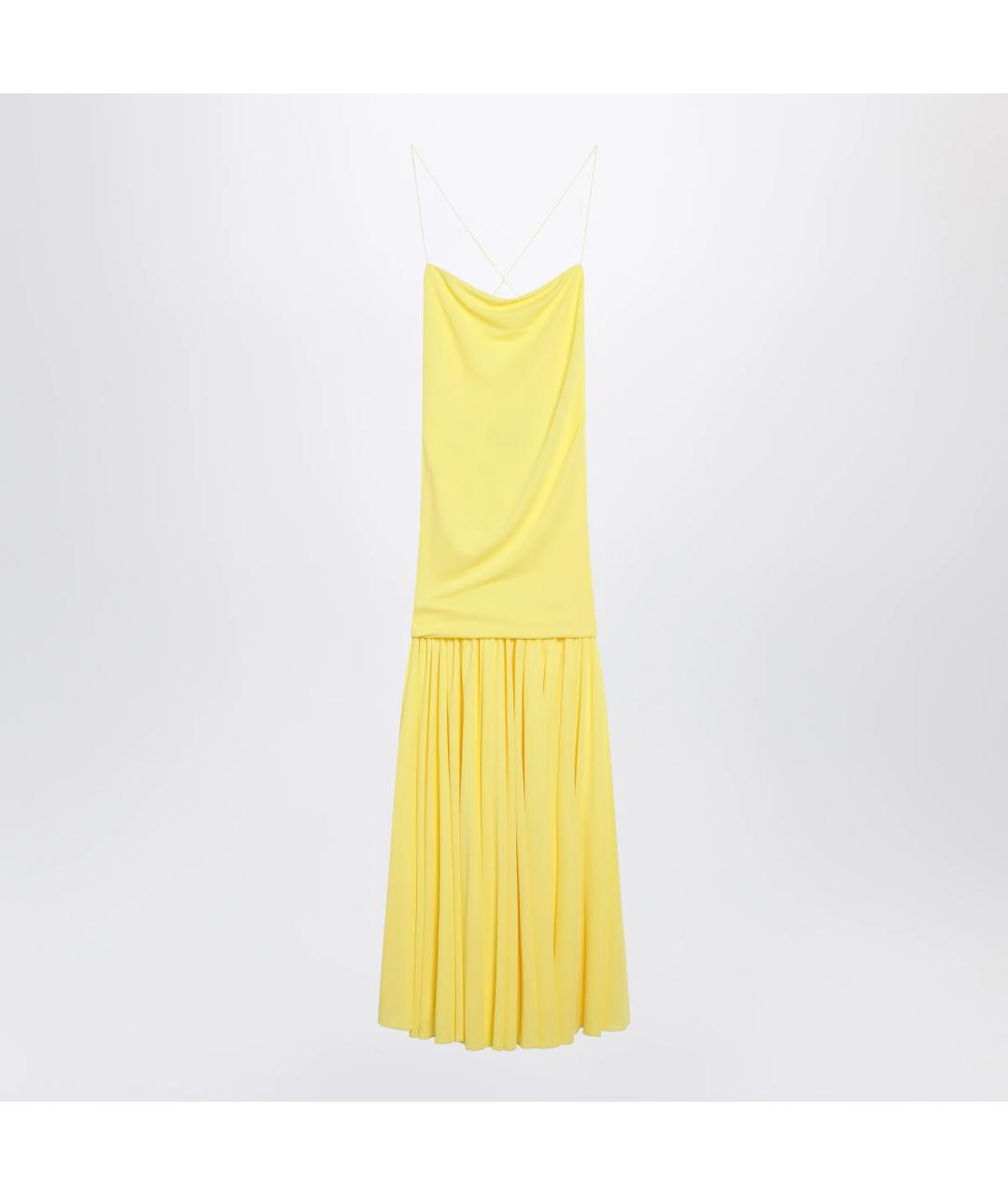 JACQUEMUS Желтое вискозное коктейльное платье, фото 3