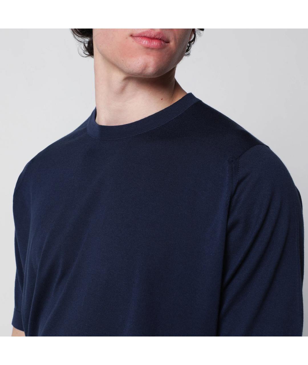 JOHN SMEDLEY Синяя хлопковая футболка, фото 2