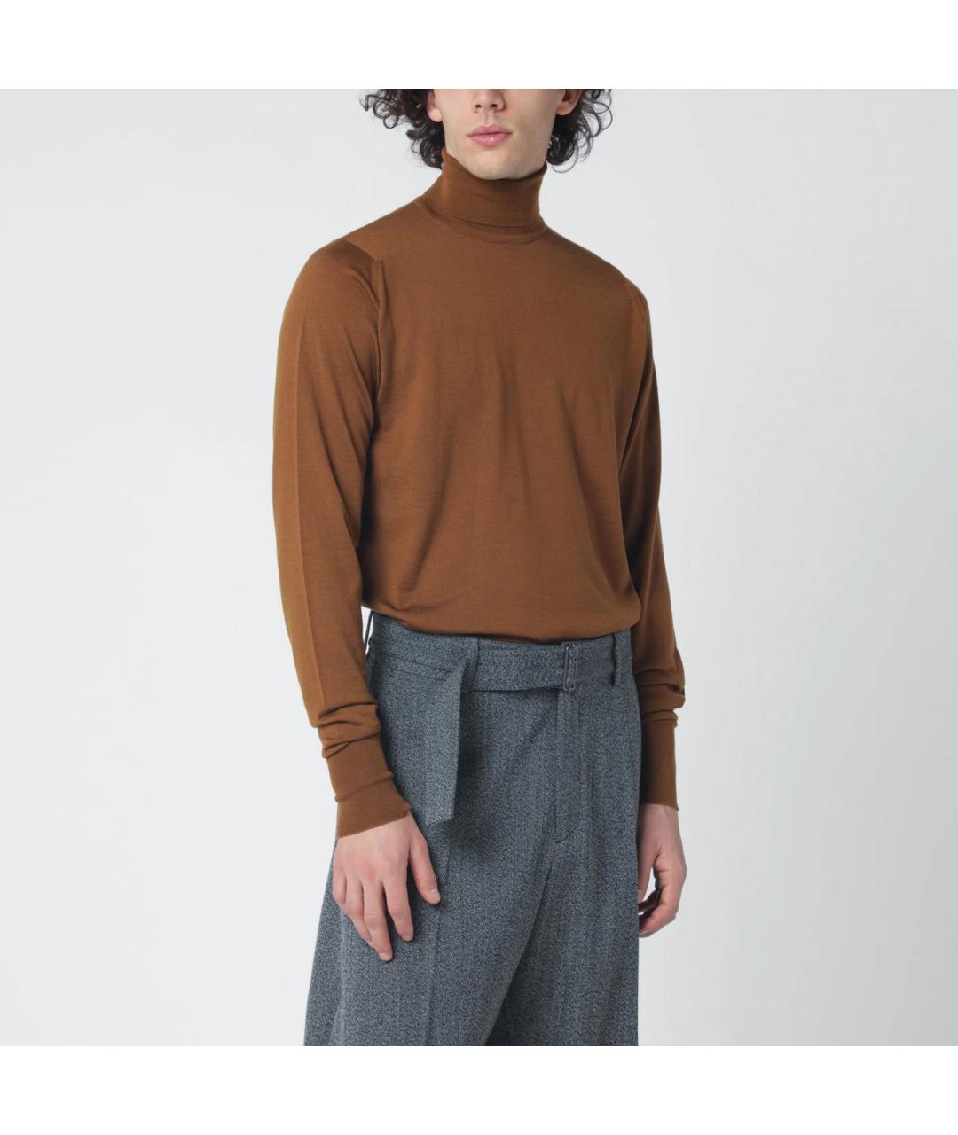 JOHN SMEDLEY Коричневый шерстяной джемпер / свитер, фото 3