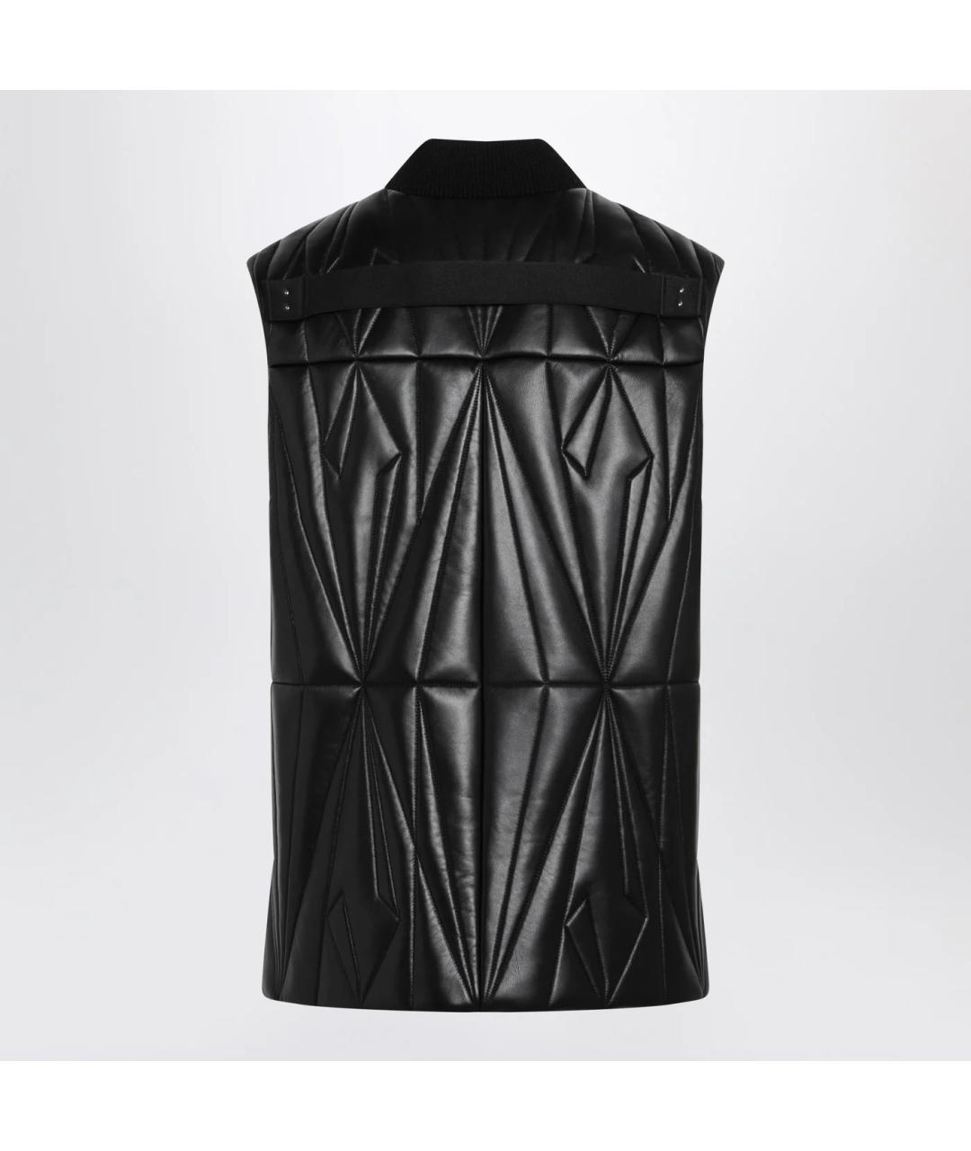 MONCLER Черный кожаный жилет, фото 2