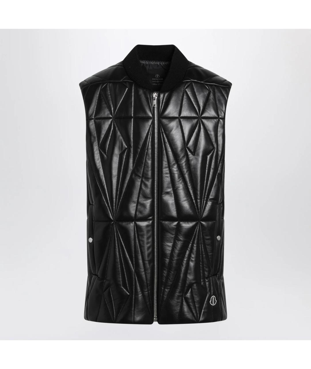 MONCLER Черный кожаный жилет, фото 1