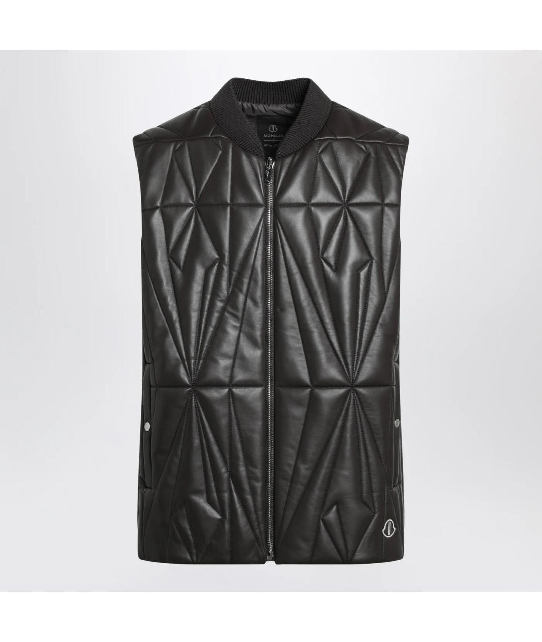 MONCLER Коричневый кожаный жилет, фото 3