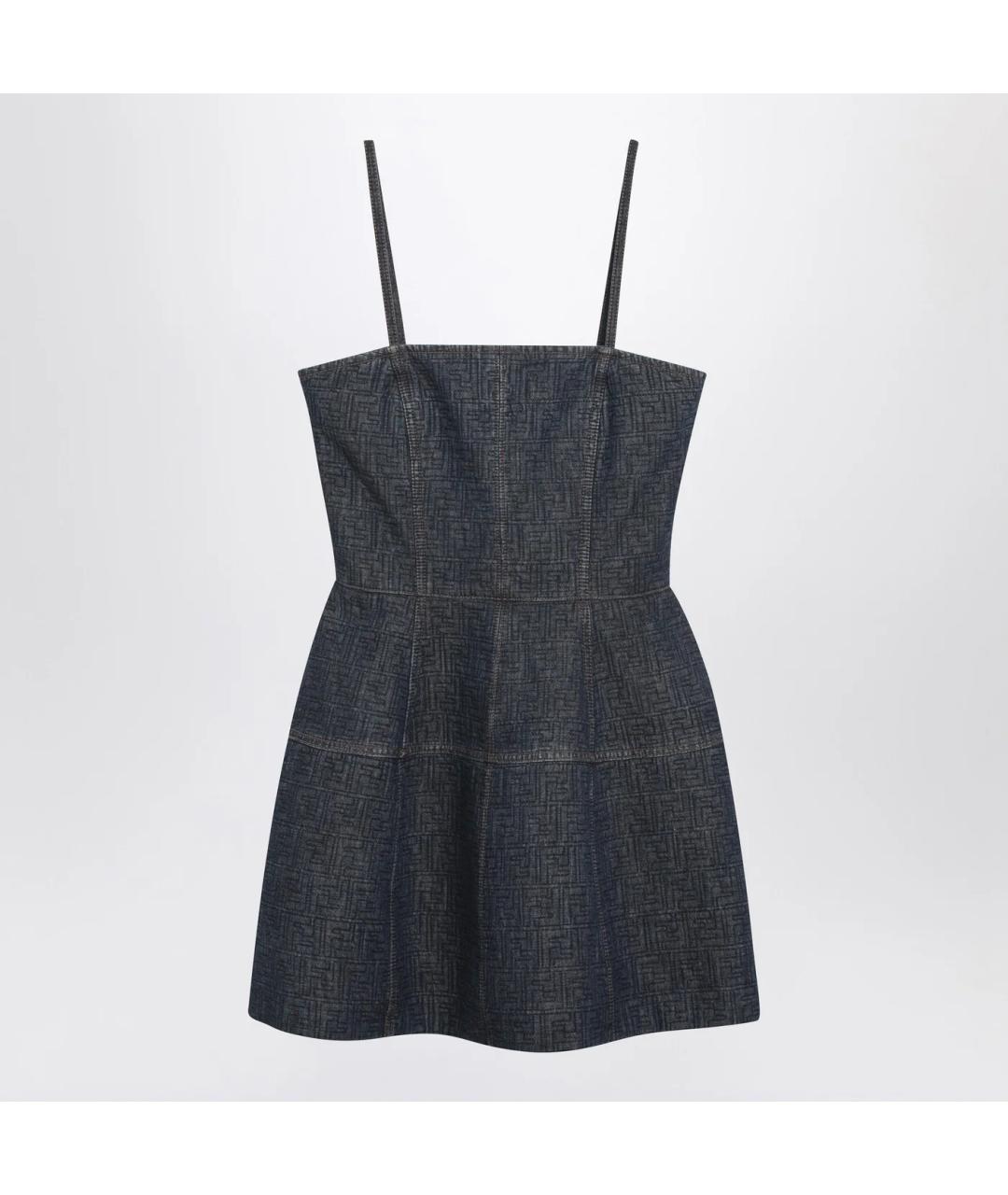 FENDI Темно-синее деним повседневное платье, фото 3
