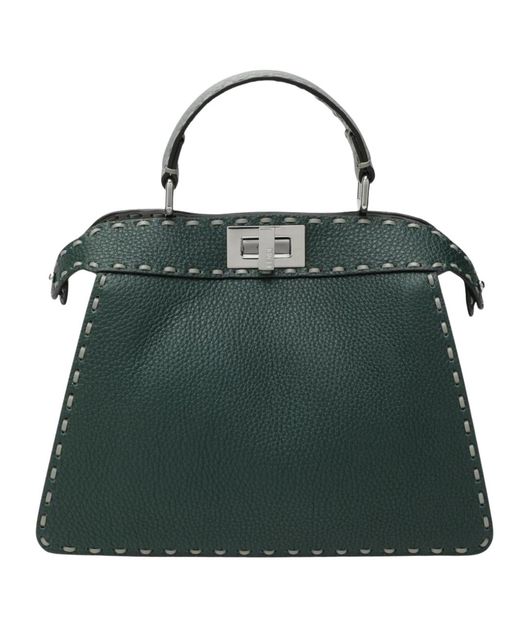 FENDI Зеленая кожаная сумка тоут, фото 1