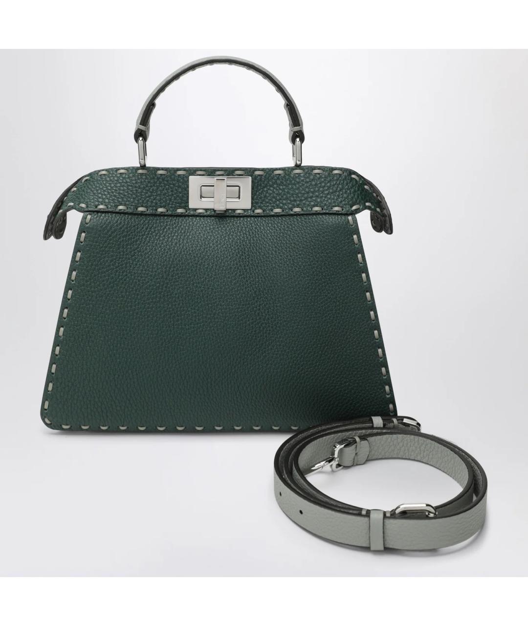 FENDI Зеленая кожаная сумка тоут, фото 2