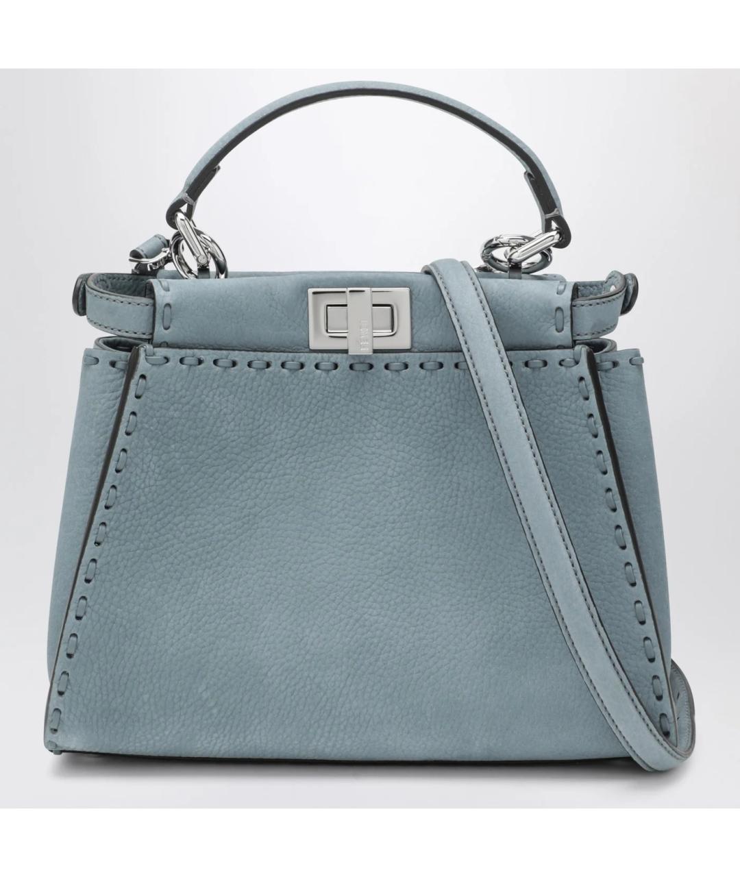FENDI Голубая кожаная сумка тоут, фото 3