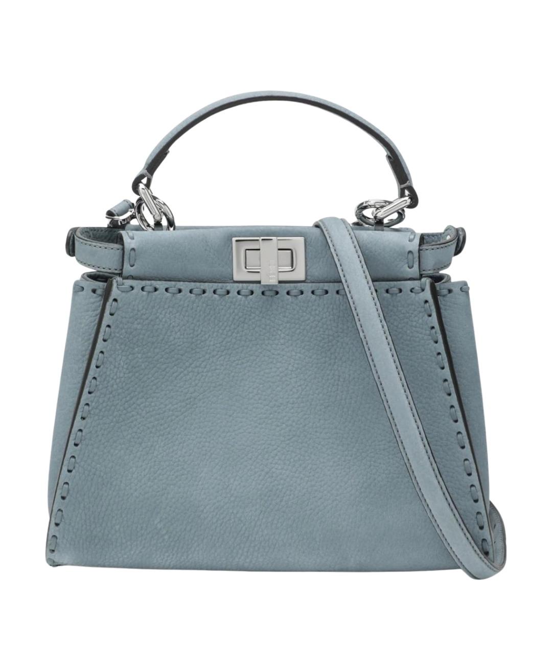 FENDI Голубая кожаная сумка тоут, фото 1