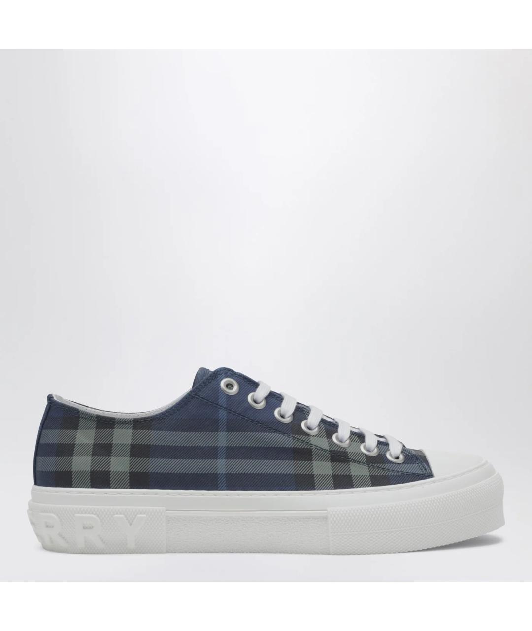 BURBERRY Синие текстильные низкие кроссовки / кеды, фото 3