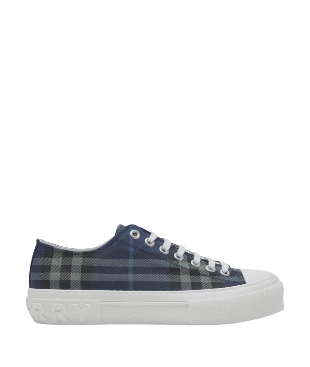 BURBERRY Синие текстильные низкие кроссовки / кеды, фото 1