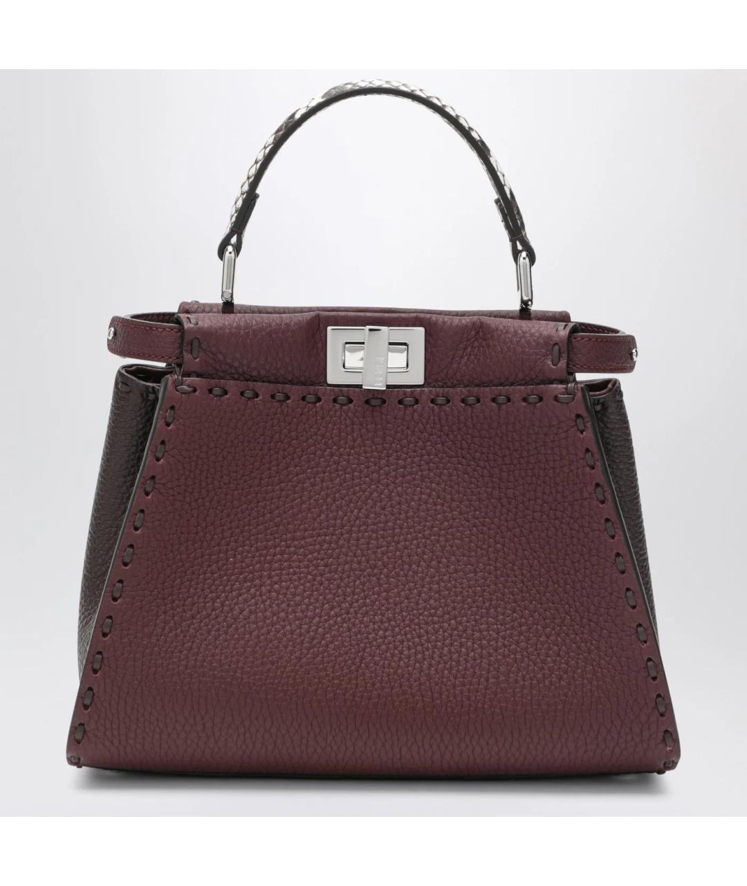 FENDI Бордовая кожаная сумка тоут, фото 2