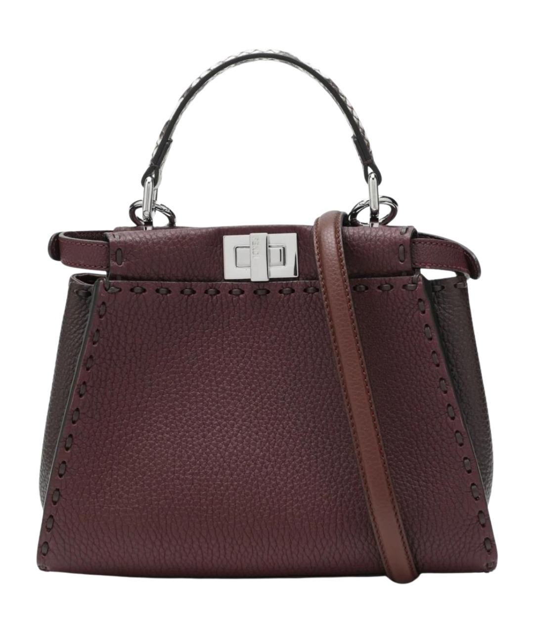 FENDI Бордовая кожаная сумка тоут, фото 1