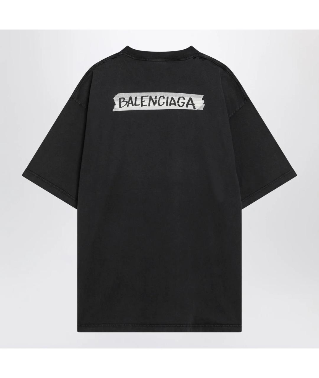 BALENCIAGA Черная хлопковая футболка, фото 2