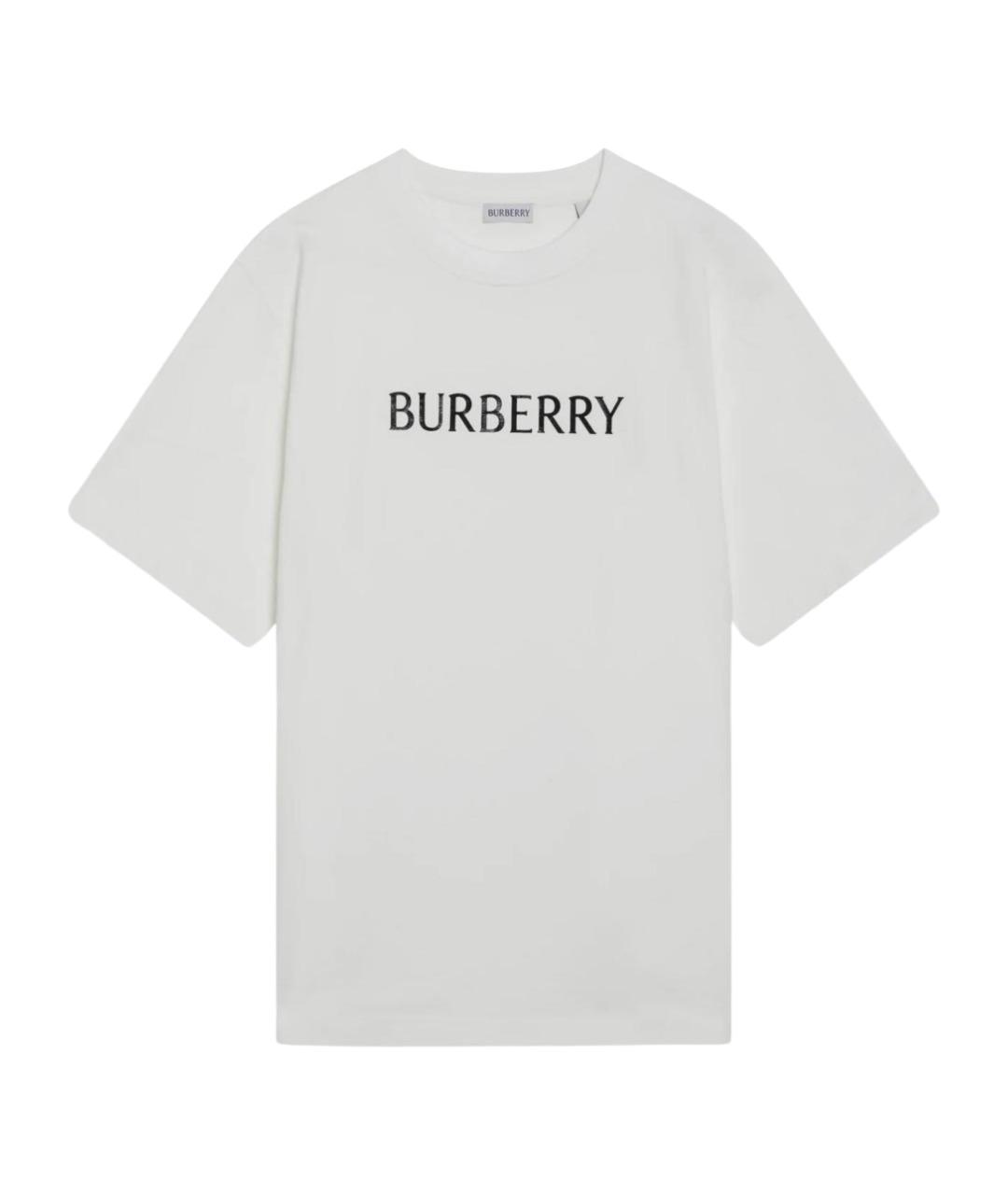BURBERRY Белая хлопковая футболка, фото 1